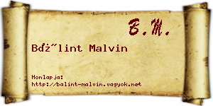 Bálint Malvin névjegykártya