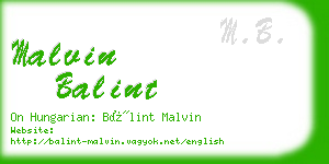 malvin balint business card